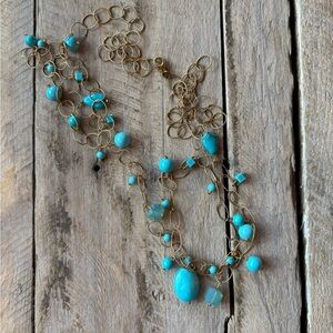 Gold Vermeil Sterling Silver and Dangle Stone Necklace